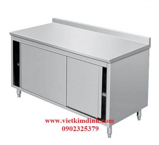 Bàn tủ inox cửa lùa có gáy